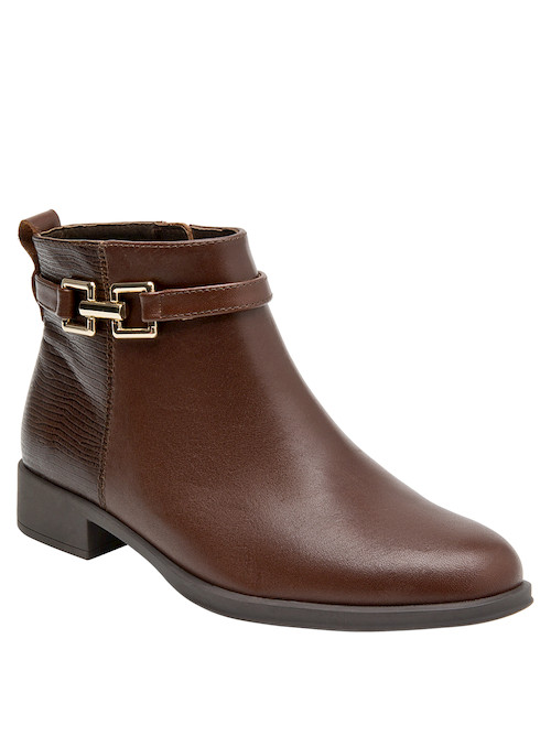 Botines de cuero café para mujer, estilo casual y cómodos