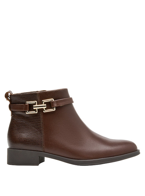 Botines de cuero café para mujer, estilo casual y cómodos