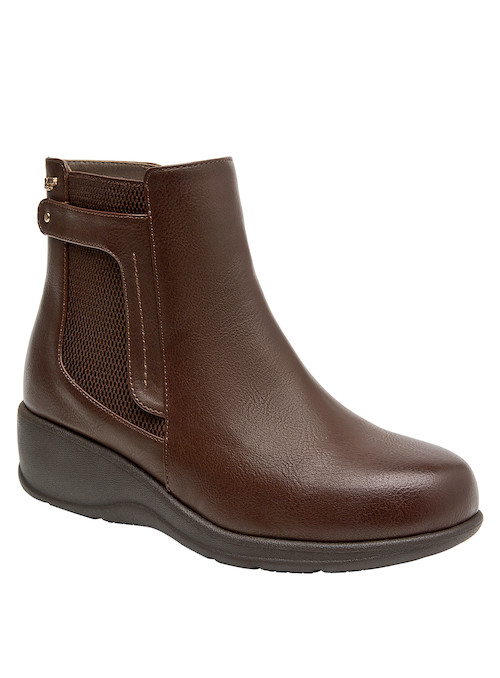 Botines de mujer en color café, diseño casual, perfectos para combinar con ropa diaria y cómoda.