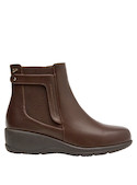 Botines café de mujer, material sintético, estilo casual, ideales para un look moderno y urbano.