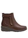 Botines café de mujer, material sintético, estilo casual, ideales para un look moderno y urbano.