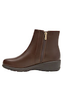 Botines café con taco cuña de 5 cm para mujer, estilo casual, perfectos para jeans y faldas.