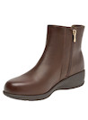 Botines café sintético para mujer, estilo casual, ideales para uso diario y combinaciones urbanas.