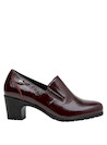 Zapatos cómodos burdeos de cuero para mujer, con punta redonda y estilo vibrante para cualquier ocasión.