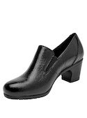 Zapatos formales de cuero negro para mujer, ideales para actividades diarias y eventos.