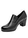 Zapatos formales de cuero negro para mujer, ideales para actividades diarias y eventos.
