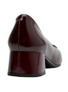 Zapatos de mujer en burdeos, taco bloque de 4 cm, adecuado para un look equilibrado.
