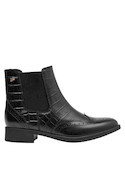 botas de cuero negro, textura con relieve, estilo chic para cualquier ocasión
