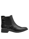 botas de cuero negro, textura con relieve, estilo chic para cualquier ocasión