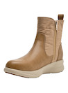botín mujer beige casual cuero ideal para días fríos con cuña de 6 cm