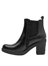 Calzado casual negro para mujer, botines de cuero con taco bloque de 8 cm, ideal para cualquier ocasión.