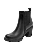 Botines de cuero negro para mujer, estilo casual, ideales para actividades diarias.