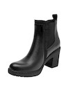 Botines de cuero negro para mujer, estilo casual, ideales para actividades diarias.