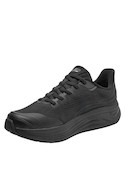 Calzado negro unisex con suela robusta, ideal para una pisada estable y ligera.