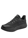 Calzado negro unisex con suela robusta, ideal para una pisada estable y ligera.