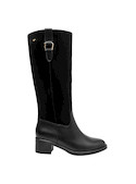 Botas de mujer en cuero negro, estilo casual, perfectas para un look sofisticado y actual.