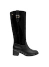 Botas de mujer en cuero negro, estilo casual, perfectas para un look sofisticado y actual.