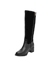 Botas altas de cuero negro para mujer, estilo casual, ideales para actividades urbanas.