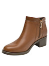 Botines de cuero camel para mujer, estilo casual, ideales para la vida urbana.