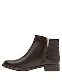 mujer botines de cuero color moro con detalles de tiras, perfectos para un look casual y cómodo