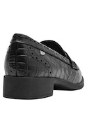 mocasines negros para mujer con plantilla anatómica y taco plano