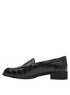 mocasines de cuero negro para mujer con diseño texturizado