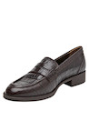 mocasín formal en marrón para mujer, acabado texturado, aporta sofisticación.