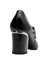 zapatos de cuero negro para mujer, diseño con tiras dobles, perfecto para la oficina.