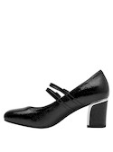 zapatos de tacón negro para mujer, interior suave y flexible, recomendados para largas jornadas.