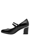 zapatos de tacón negro para mujer, interior suave y flexible, recomendados para largas jornadas.