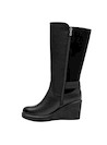 Botas de cuña en negro para mujer, material de cuero, confort en largas jornadas.
