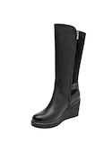 Botas de cuña negras para mujer, estilo casual, ideales para actividades urbanas.