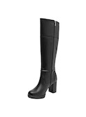 Botas de cuero negras para mujer, estilo casual, ideales para actividades urbanas.
