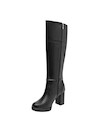 Botas de cuero negras para mujer, estilo casual, ideales para actividades urbanas.
