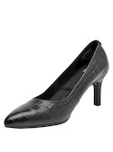 Zapatos de tacón negros para mujer, estilo formal, ideales para ocasiones elegantes.