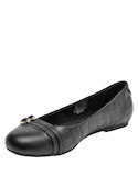 Bailarinas de cuero negro para mujer, estilo formal, ideales para actividades laborales.