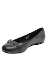 Bailarinas de cuero negro para mujer, estilo formal, ideales para actividades laborales.