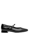 Zapatos formales negros de cuero para mujer, cómodos para el uso diario en la ciudad.