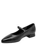 Zapatos negros de cuero para mujer, estilo formal, ideales para ocasiones elegantes.