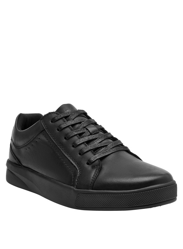 Zapatillas casuales negras de cuero, ideales para hombres que buscan frescura y transpirabilidad en su calzado.