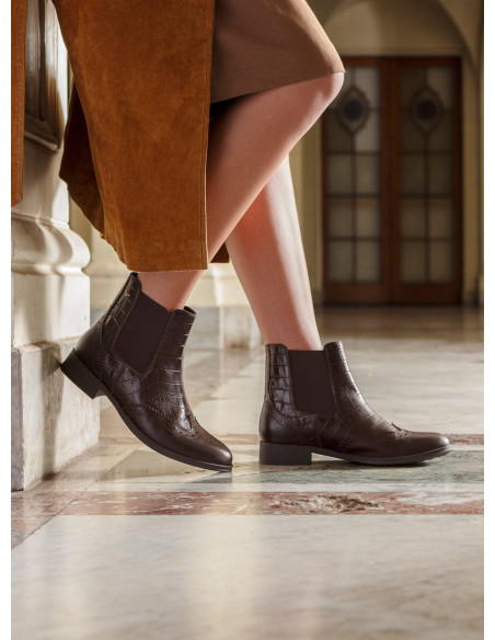 mujer botín cuero moro estilo casual tacón plano 2.5 cm para uso diario
