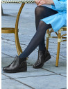 Botines de cuero negro para mujer, estilo casual, ideales para uso diario.