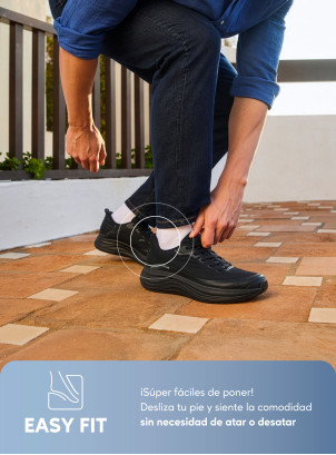 Zapatillas negras unisex estilo casual, tejido de alta densidad, ideales para uso diario.