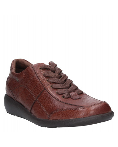 Zapato Coquelicot café de cuero para mujer, estilo casual con taco plano.