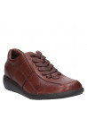 Zapato Coquelicot café de cuero para mujer, estilo casual con taco plano.
