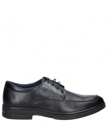 Zapato de vestir Derby de cuero negro con taco bloque de 3.5 cm, para hombre.