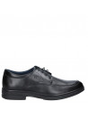 Zapato de vestir Derby de cuero negro con taco bloque de 3.5 cm, para hombre.
