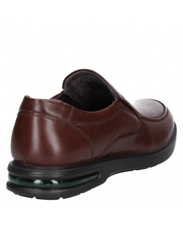 Zapato café de cuero para hombre, estilo casual, altura de taco 3.5 cm.