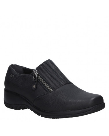 Calzado casual negro de cuero con diseño limpio, cierre decorativo lateral, perfecto para el día a día.