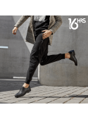Zapato Derby de cuero negro para hombre, ideal para ocasiones formales.